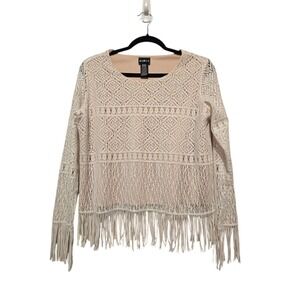 Vtg Mixit Women Lace Fringe Hem Top MED 90s Y2k Boho Cottage Coquette Girly USA